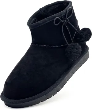 Girls Boots Kids Winter Snow Boots Faux Fur Lined Short Boots Fuzzy Warm Ankle Shoes for Little Big Kids Girls