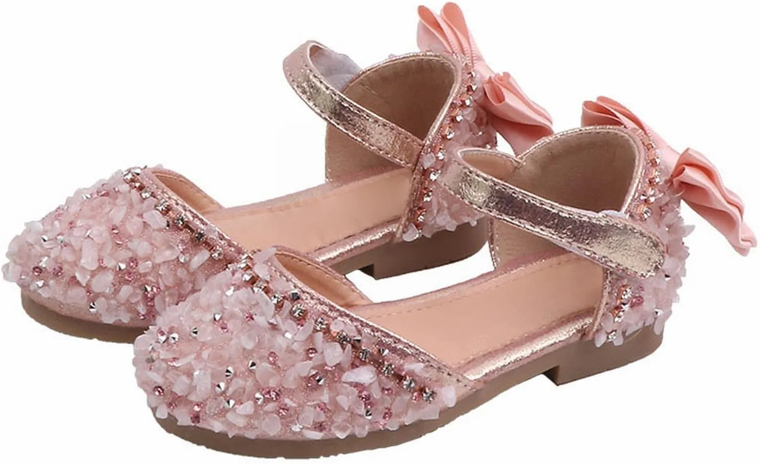 Girls Dress Sandals Sequins Loafers Slide Shoes Baby Toddler Bow Barefoot Soft Sole Outdoor Dance Shoes Summer Trendy