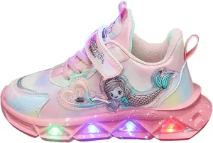 Girls’ Princess Shoes Slip On Light-Up Sneakers Mermai𝐝 Shoes Breathable Mesh Sneakers Lightweight Running Shoes