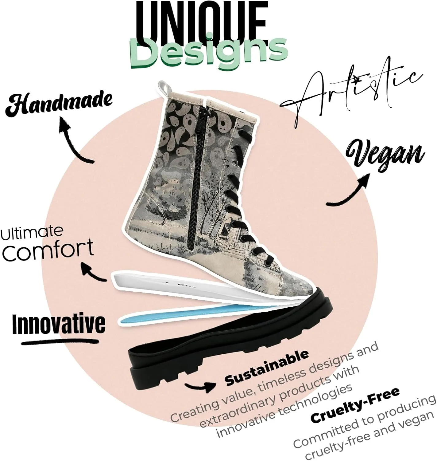 Gisele Boots for Women - Handmade and Vegan Leather Mid Calf Boots for Women,