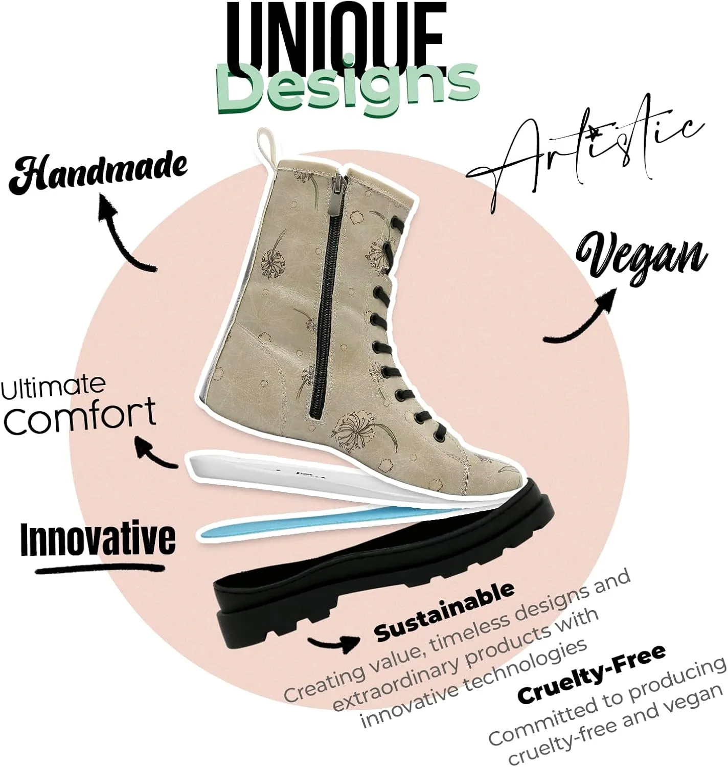 Gisele Boots for Women - Handmade and Vegan Leather Mid Calf Boots for Women,