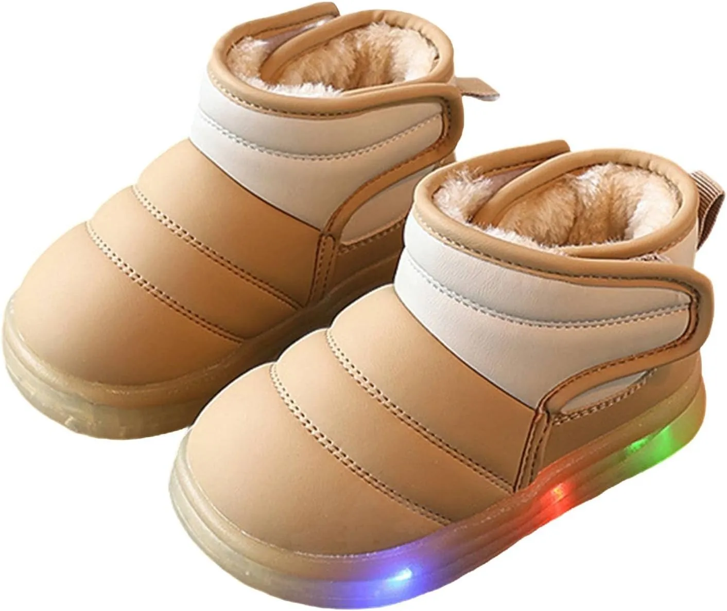 Glitter Fuzzy Snow Booties For Toddler Baby Infant Outdoor Walking Ski Shoes Thick Cotton Light Up Comfy Warm Boots
