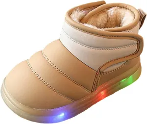 Glitter Fuzzy Snow Booties For Toddler Baby Infant Outdoor Walking Ski Shoes Thick Cotton Light Up Comfy Warm Boots
