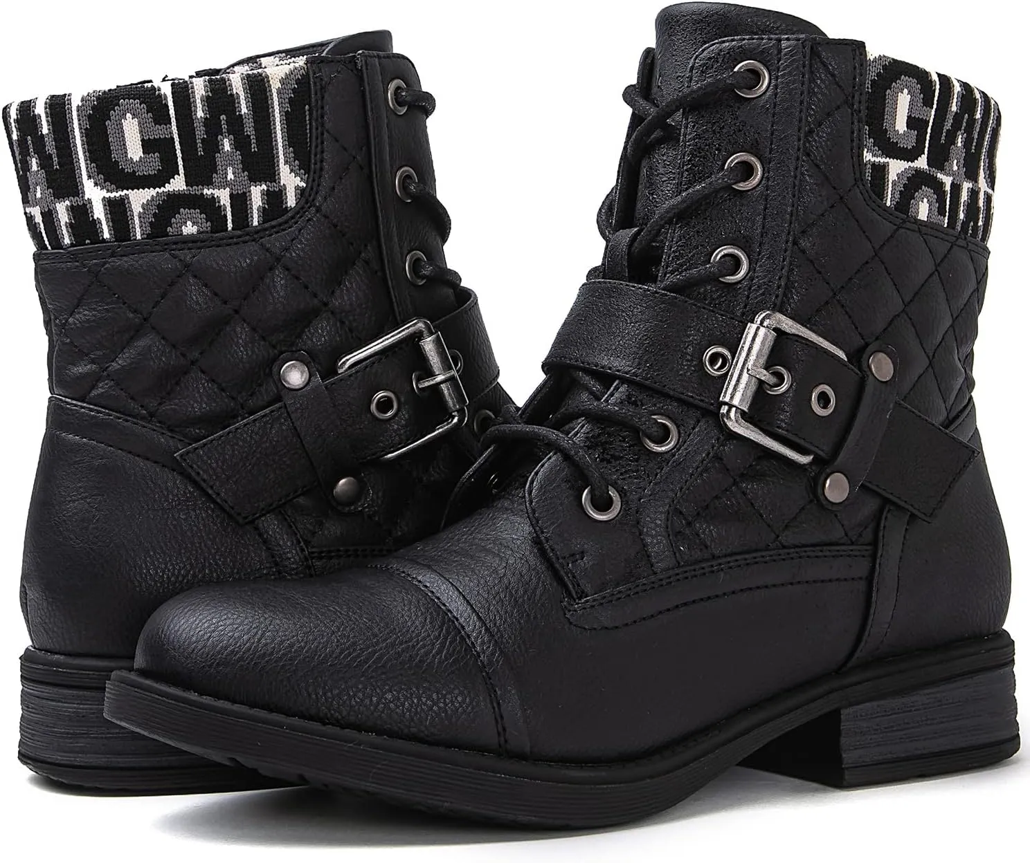 GLOBALWIN Women's Ankle Booties Fashion Combat Boots