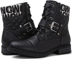 GLOBALWIN Women's Ankle Booties Fashion Combat Boots