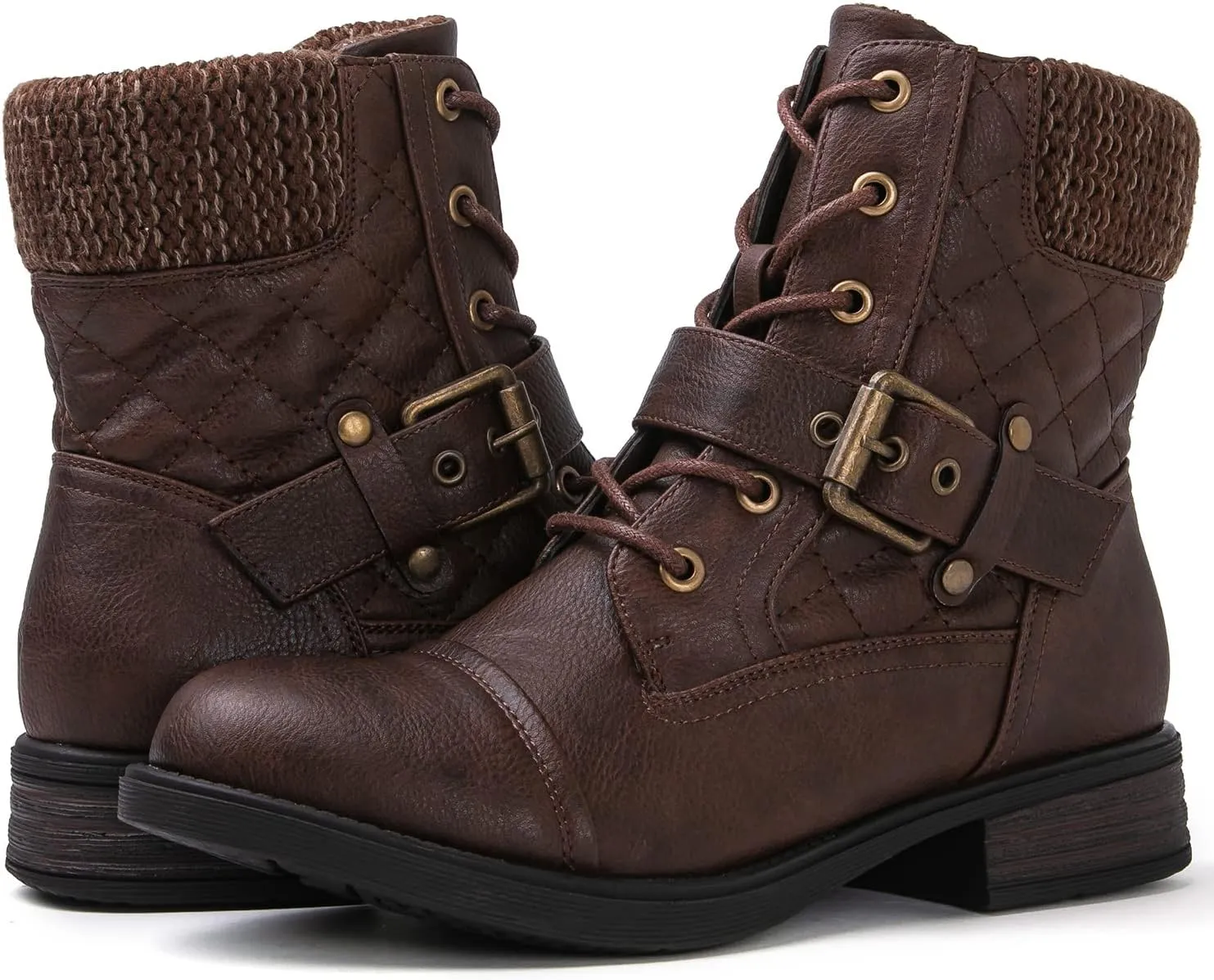 GLOBALWIN Women's Ankle Booties Fashion Combat Boots