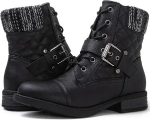 GLOBALWIN Women's Ankle Booties Fashion Combat Boots