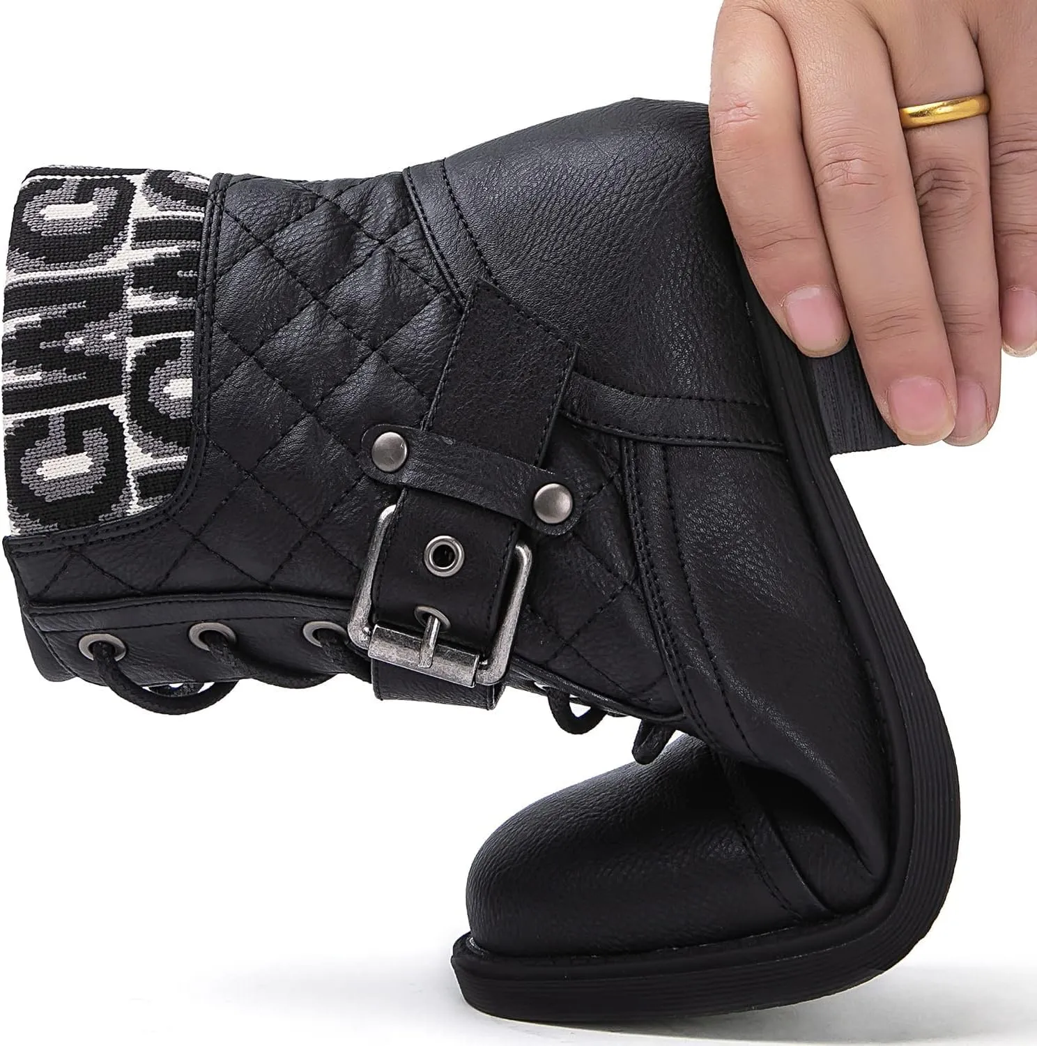 GLOBALWIN Women's Ankle Booties Fashion Combat Boots