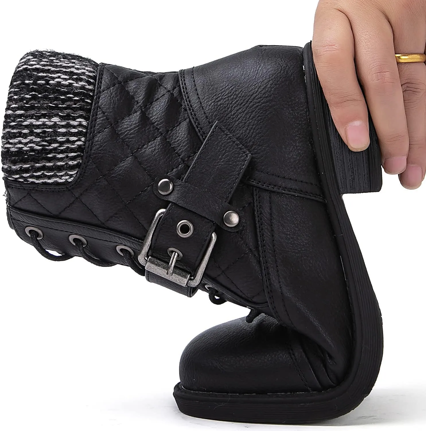 GLOBALWIN Women's Ankle Booties Fashion Combat Boots