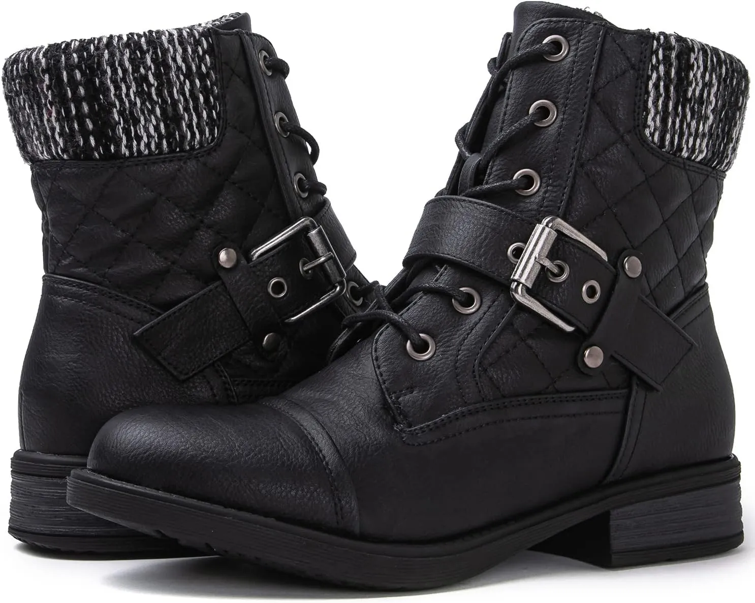 GLOBALWIN Women's Ankle Booties Fashion Combat Boots