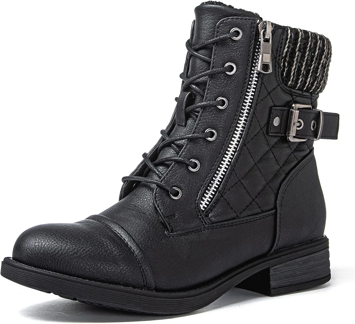 GLOBALWIN Women's Combat Boots Lace Up Boots For Women Ankle Booties With Low Heel Fashion Dressy Short Boots