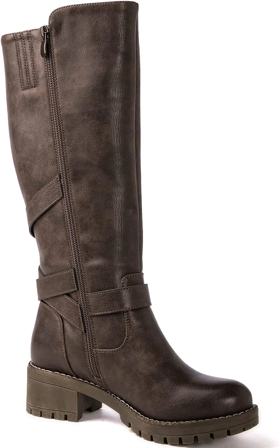GLOBALWIN Women's Knee High Boots Tall Fashion Riding Boots For Women With Side Zipper Chunky Low Heel