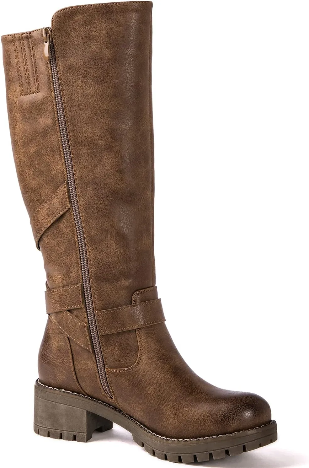 GLOBALWIN Women's Knee High Boots Tall Fashion Riding Boots For Women With Side Zipper Chunky Low Heel