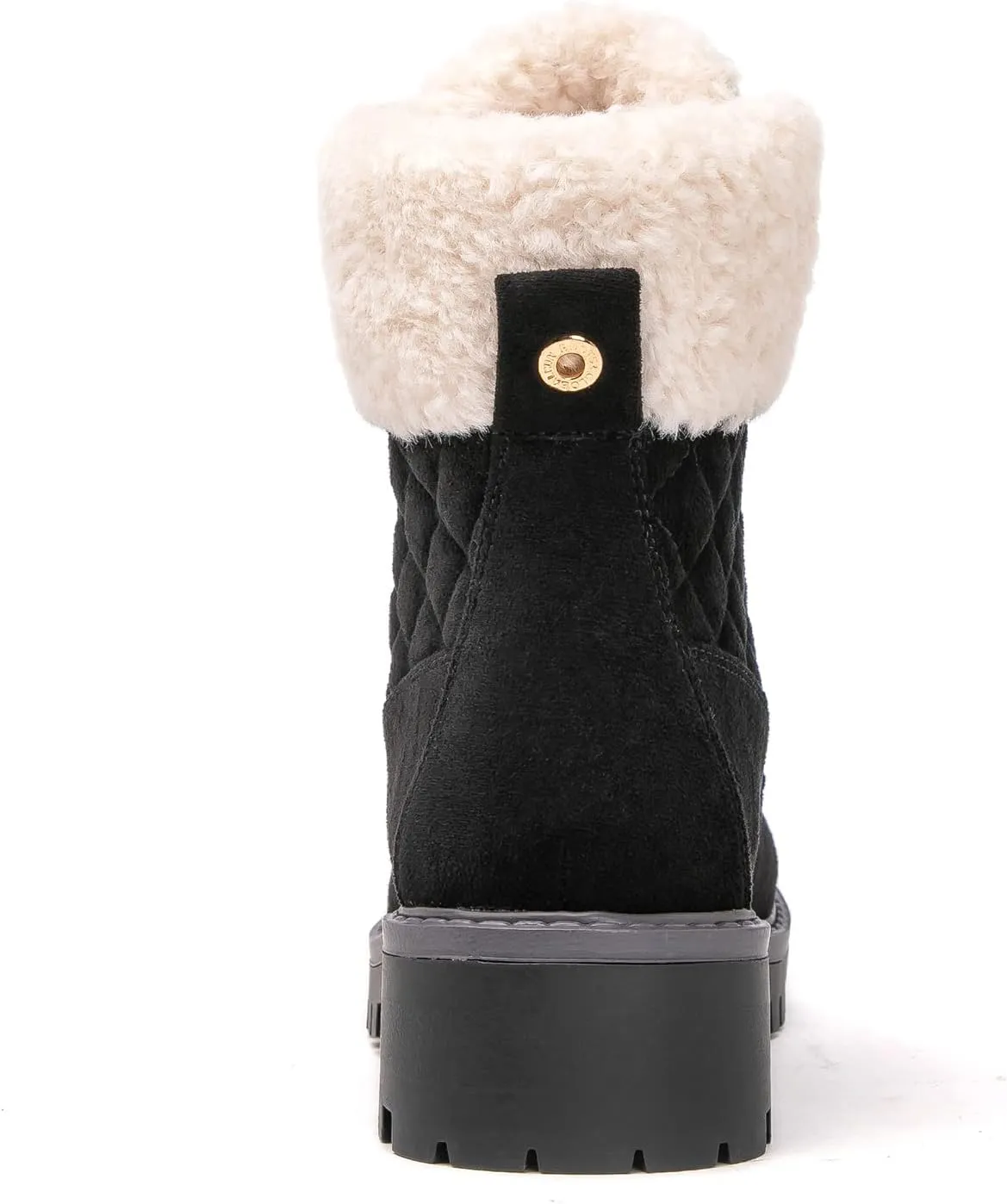 GLOBALWIN Women's Quilted Ankle Boots Fashion Combat Boots Lace Up Combat Boots Low Heel Warm Fur Ankle Booties For Women