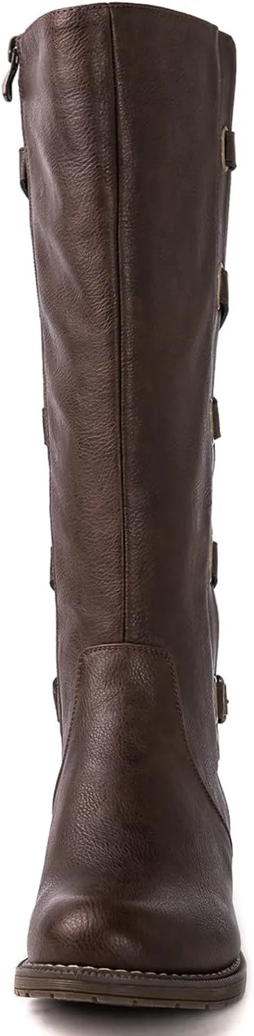 GLOBALWIN Women's Quilted Knee High Fashion Boots Strappy Boots For Women