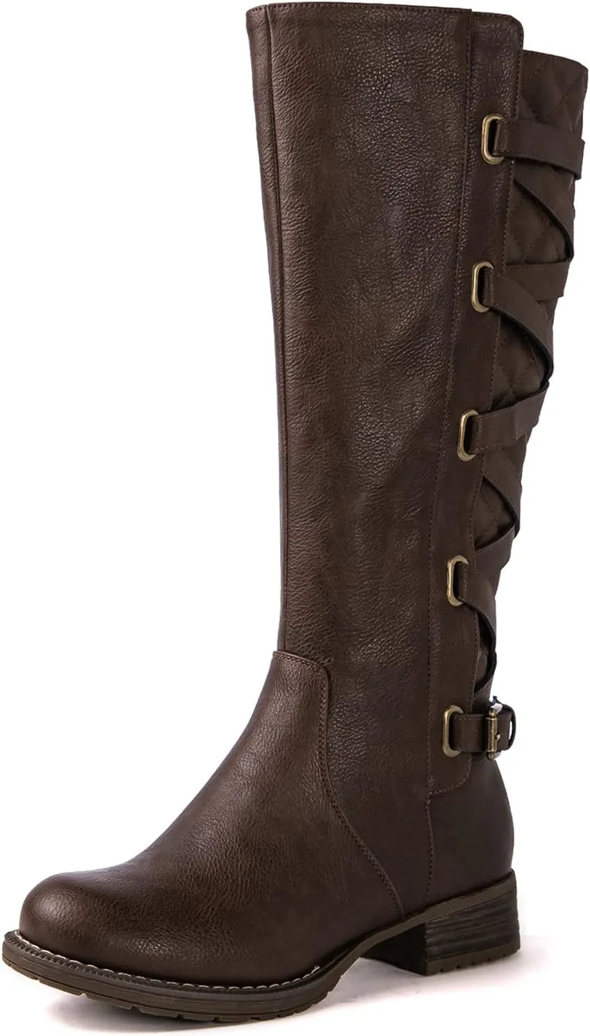 GLOBALWIN Women's Quilted Knee High Fashion Boots Strappy Boots For Women