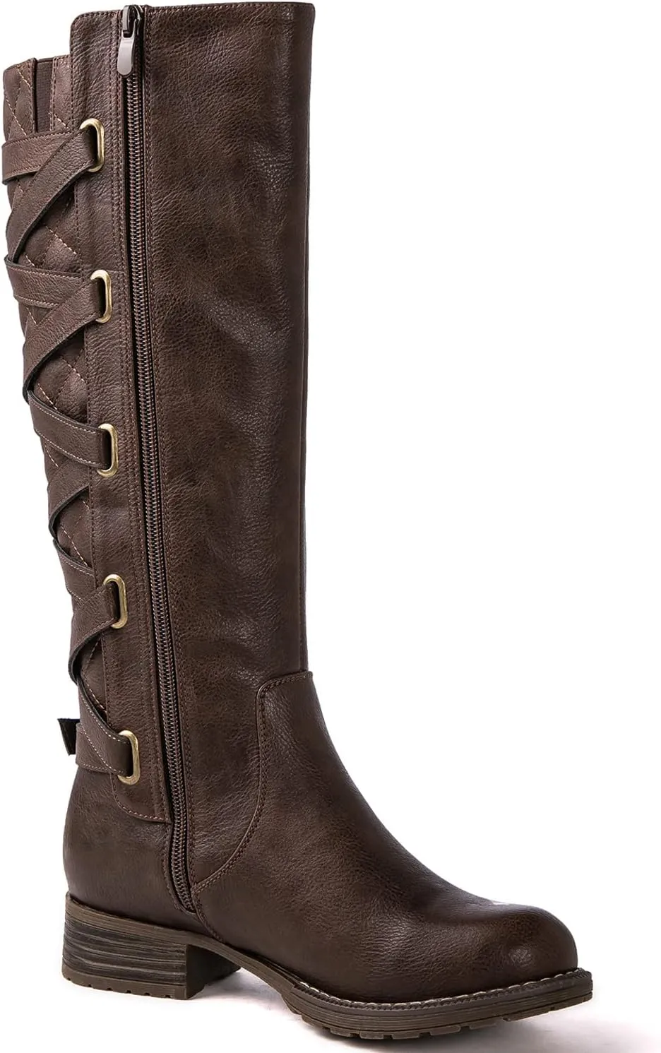 GLOBALWIN Women's Quilted Knee High Fashion Boots Strappy Boots For Women