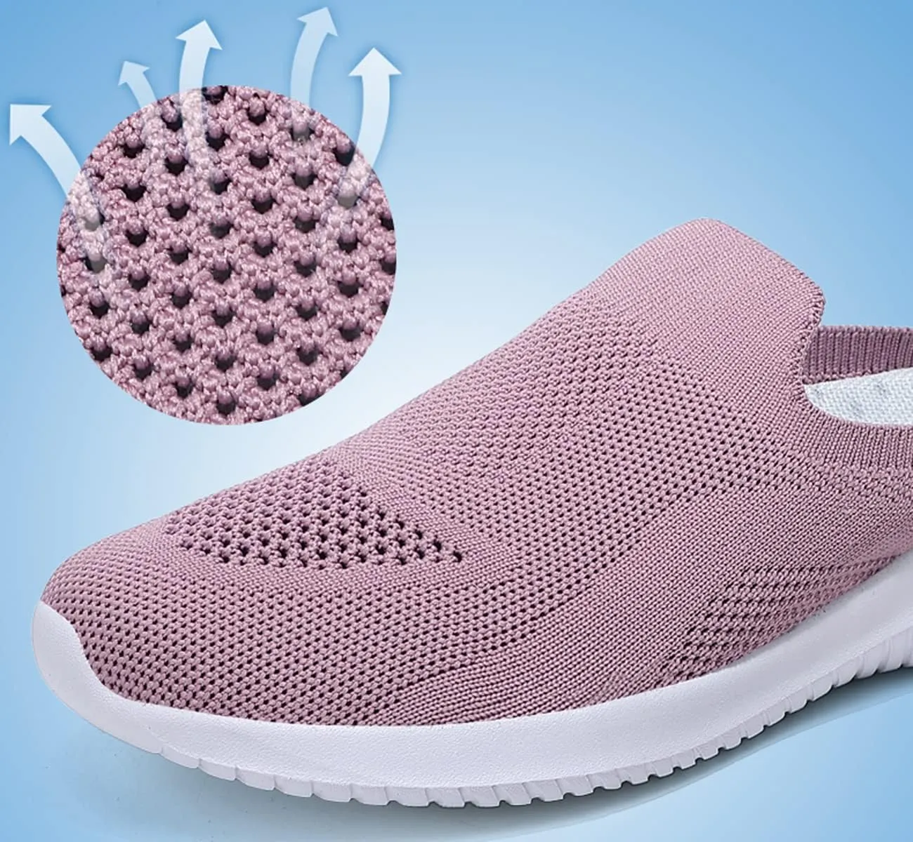 GOSPT Women's Backless Slip on Mesh Sneakers Shoes Ladies Comfortable House Slippers