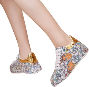 GUOANFG Women Sneakers Crystal Platform Shoes Lace Up Sneakers for Women Flat Rhinestones Casual Shoes,Silver-39 EU