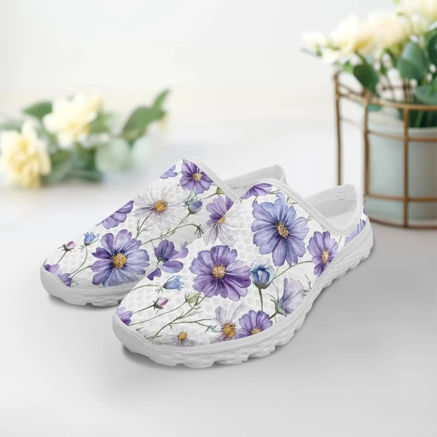 Half-Shoe Slippers Casual Sports Shoes Slip-On Walking Mules with Indoor Outdoor Anti-Skid Sole for Women