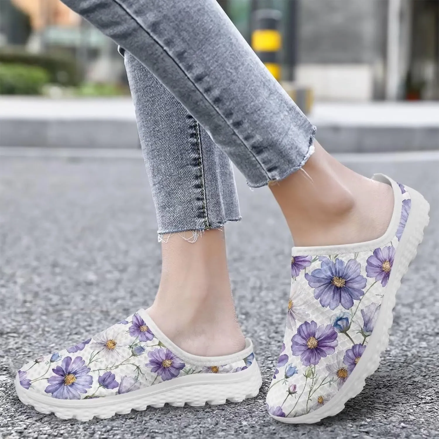 Half-Shoe Slippers Casual Sports Shoes Slip-On Walking Mules with Indoor Outdoor Anti-Skid Sole for Women
