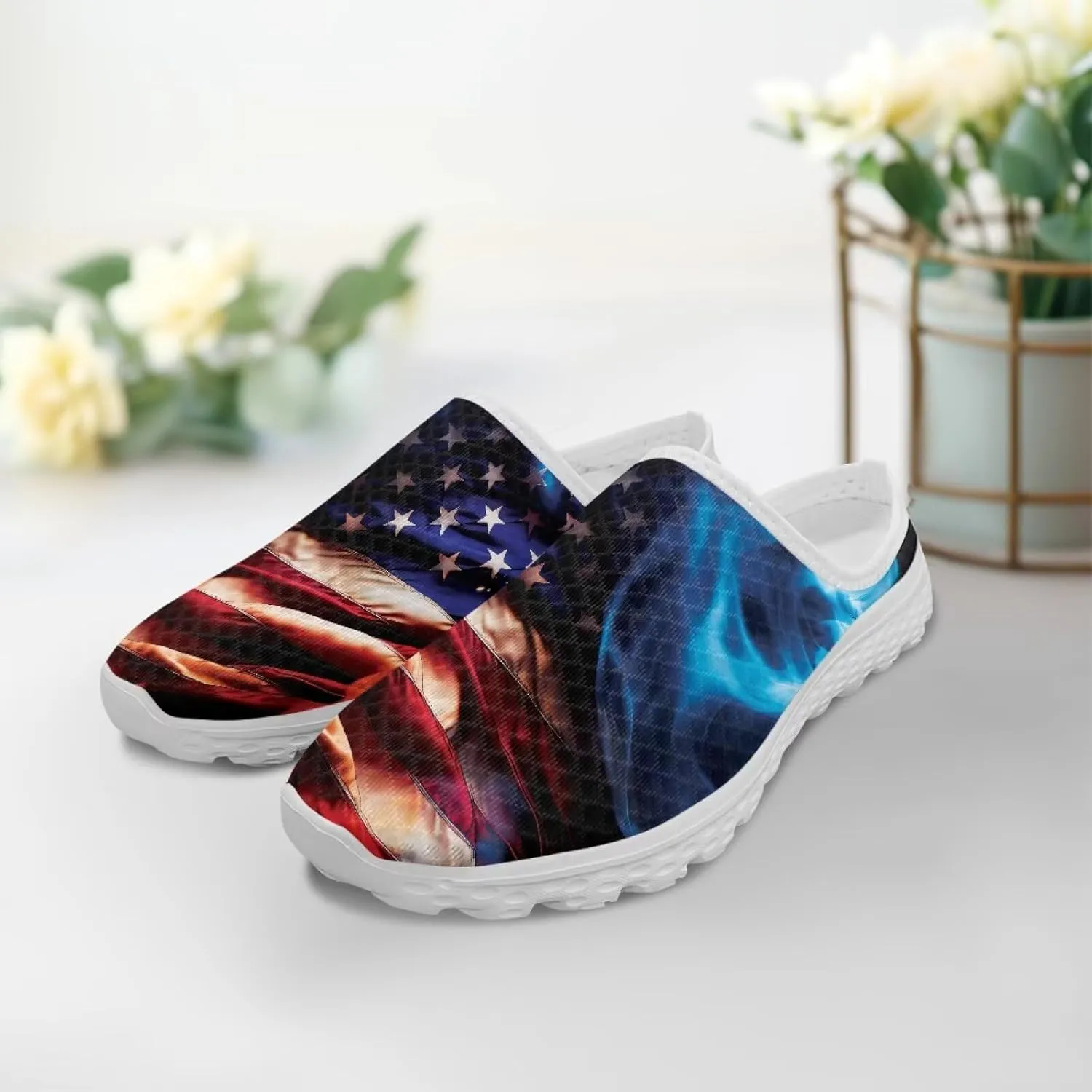 Half-Shoe Slippers Casual Sports Shoes Slip-On Walking Mules with Indoor Outdoor Anti-Skid Sole for Women