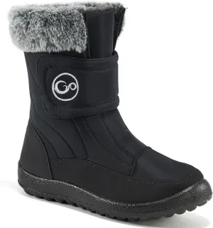 HARENCE Girls Boys Snow Boots: Comfortable Warm Fur Lined Toddler Winter Boot Hook Loop Outdoor Waterproof Slip on Boots for Kids