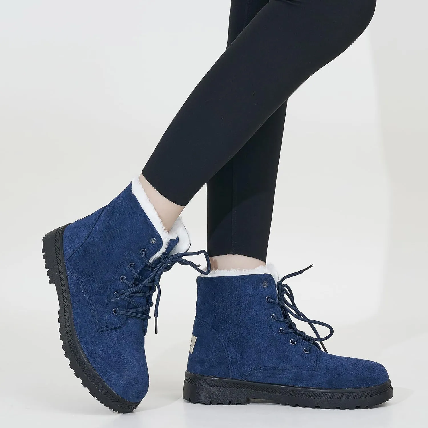 HARENCE Winter Snow Boots for Women: Warm Fur Lined Ankle Booties Lace Up Slip on Outdoor Walking Womens Boots