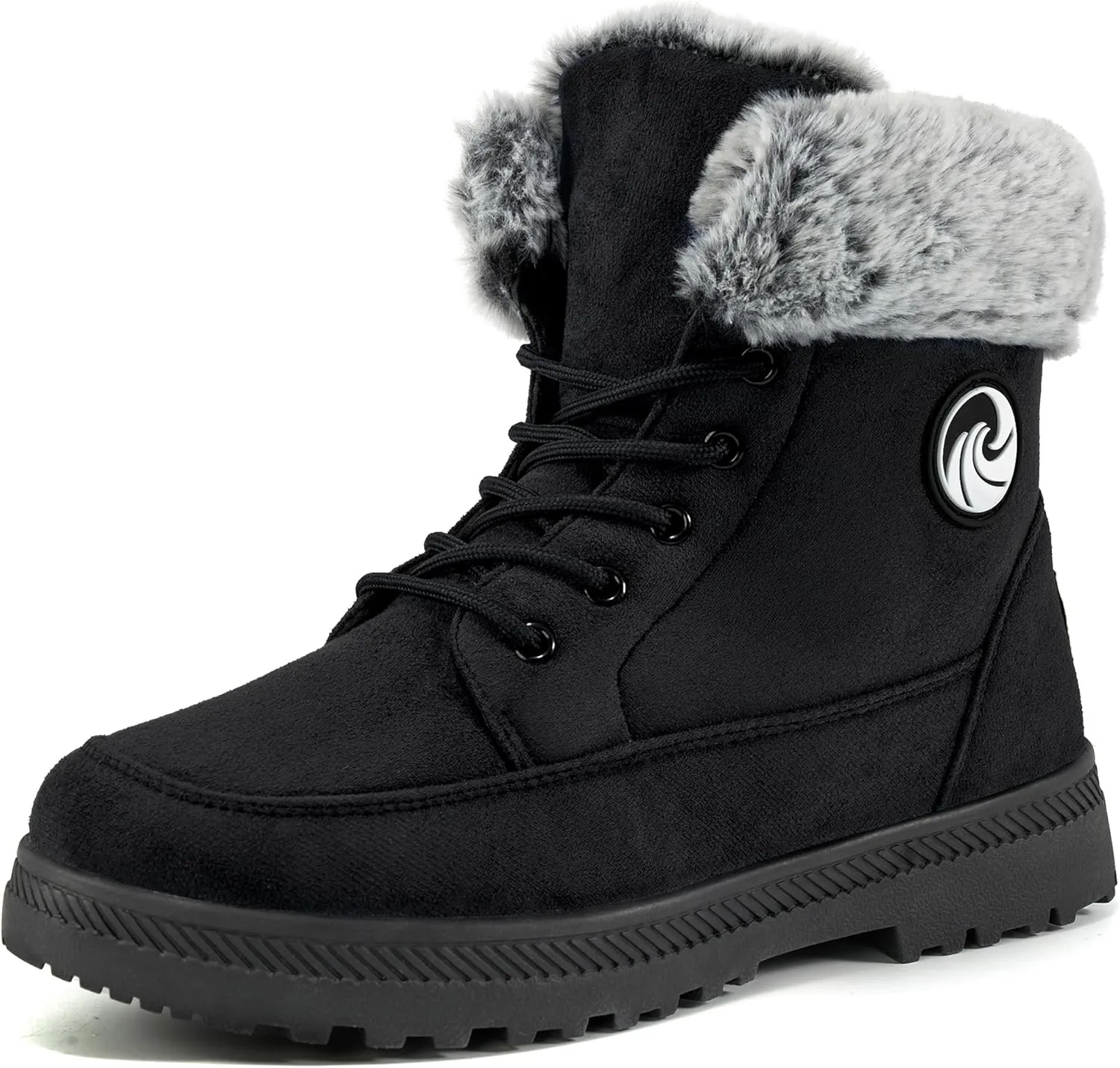 HARENCE Winter Snow Boots for Women: Warm Fur Lined Ankle Booties Lace Up Slip on Outdoor Walking Womens Boots
