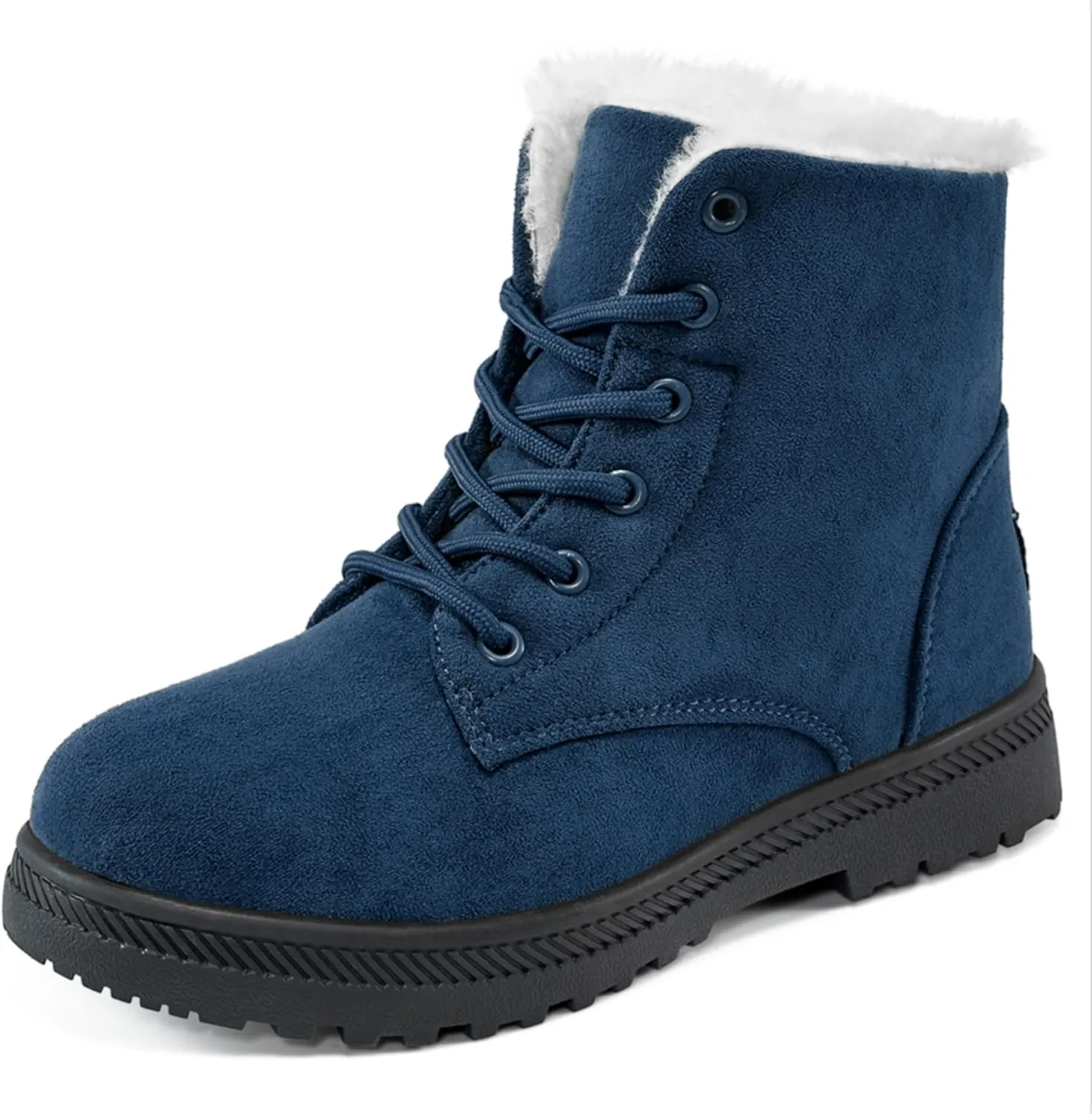 HARENCE Winter Snow Boots for Women: Warm Fur Lined Ankle Booties Lace Up Slip on Outdoor Walking Womens Boots