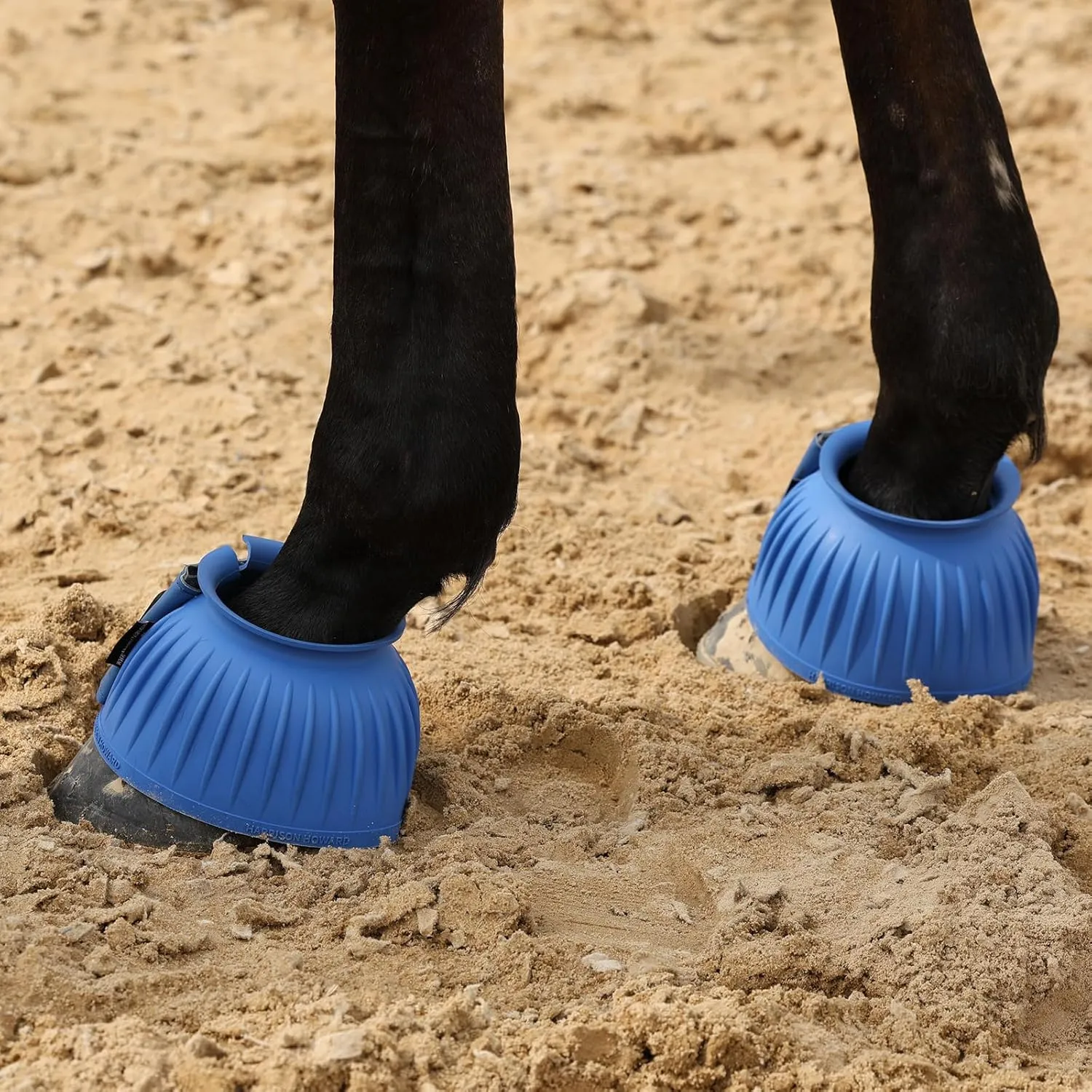Harrison Howard Rubber Bell Boots Leather Touch-Close Overreach Boots Hoof Protection for Horses Sold in Pairs Cobalt Blue XL