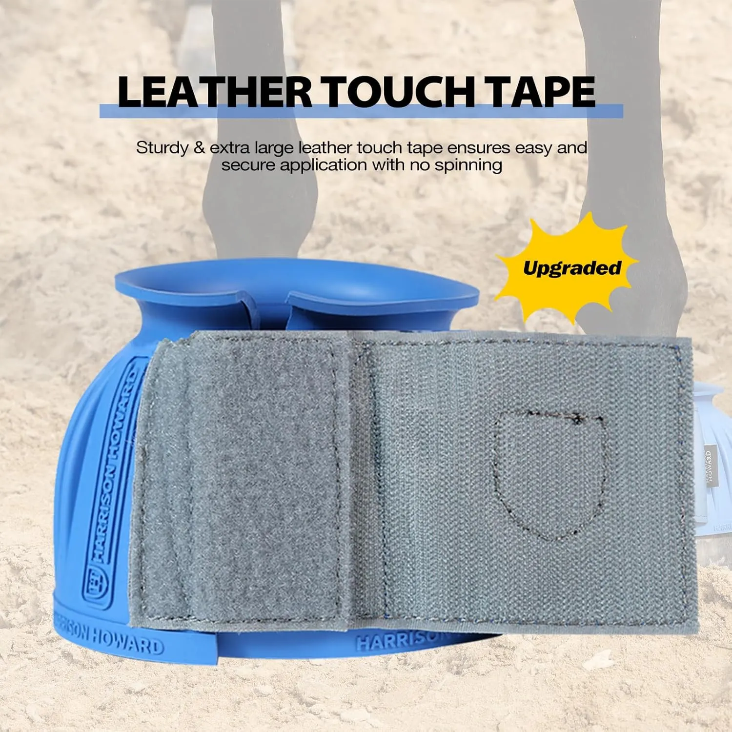 Harrison Howard Rubber Bell Boots Leather Touch-Close Overreach Boots Hoof Protection for Horses Sold in Pairs Cobalt Blue XL