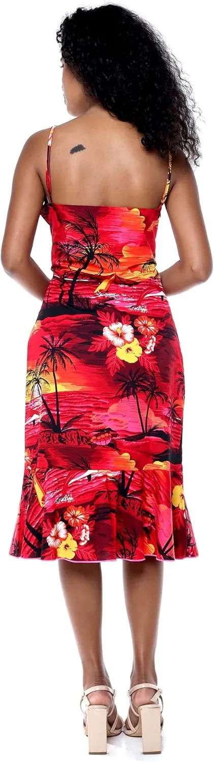Hawaii Hangover Women's Hawaiian Mermaid Ruffle Dress Sunset and Dolphin