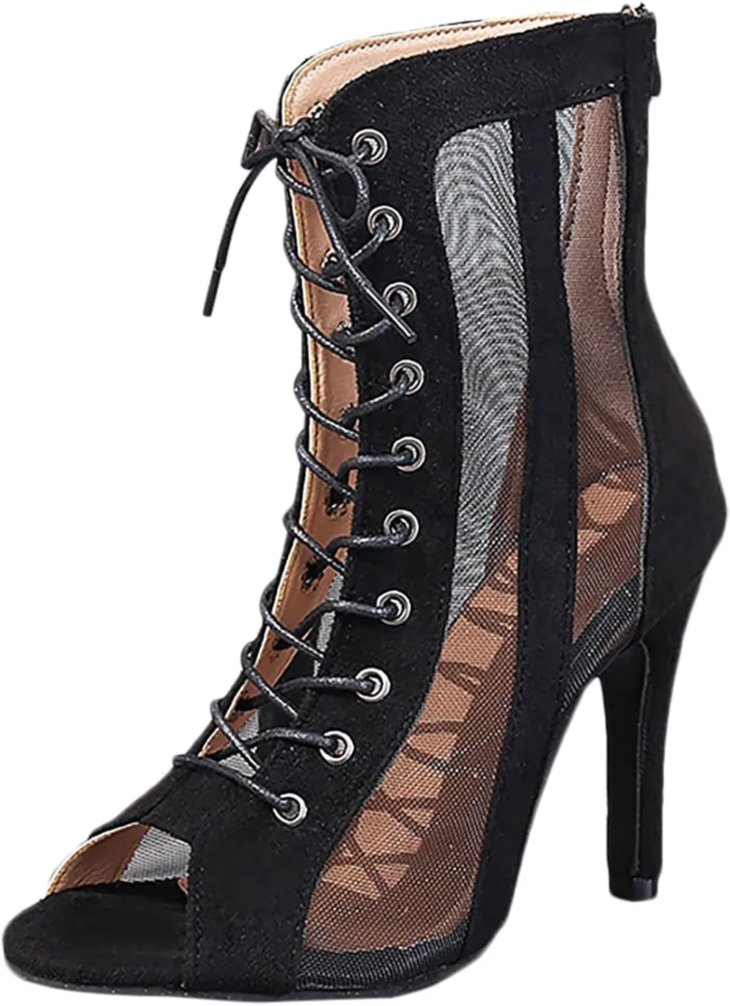 High Heels for Women Strappy Heels Classic Dress Sandals Open Toe Summer Booties Breathable Mesh Sandals