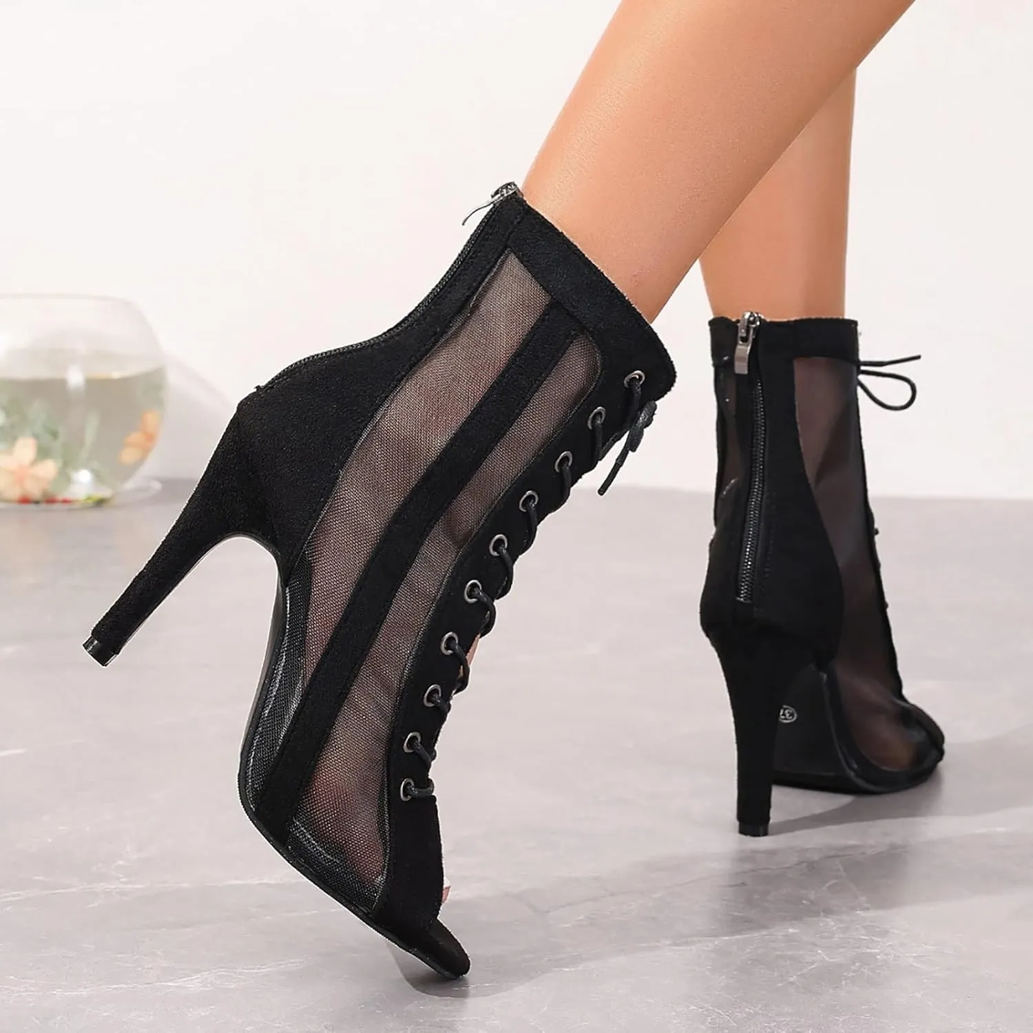 High Heels for Women Strappy Heels Classic Dress Sandals Open Toe Summer Booties Breathable Mesh Sandals