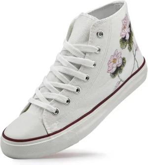 High Top Canvas Sneakers for Women Men Classic Lace Up Canvas Shoes Unisex Casual Tennis Comfortable Fashion Walking Shoes