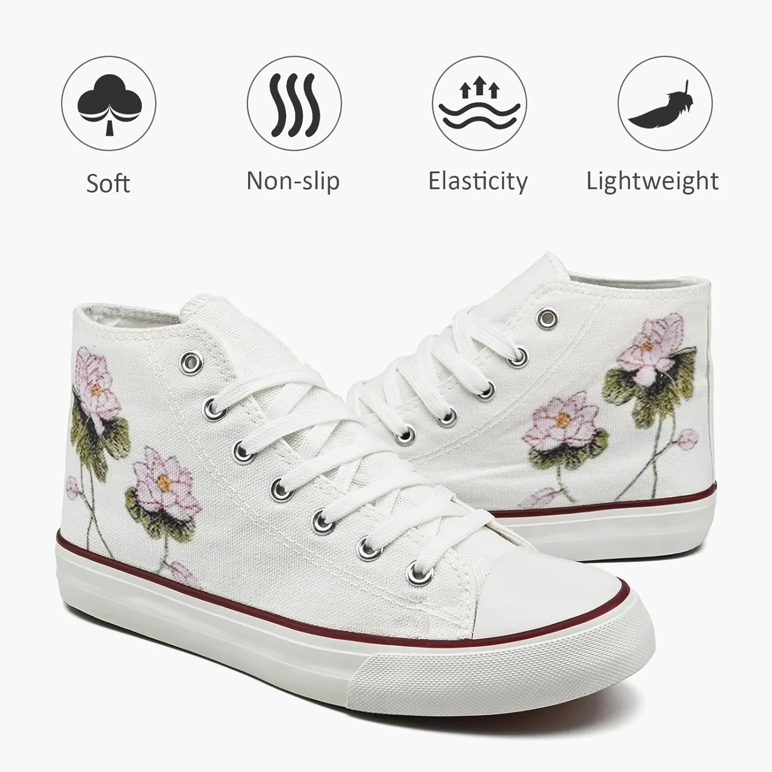 High Top Canvas Sneakers for Women Men Classic Lace Up Canvas Shoes Unisex Casual Tennis Comfortable Fashion Walking Shoes