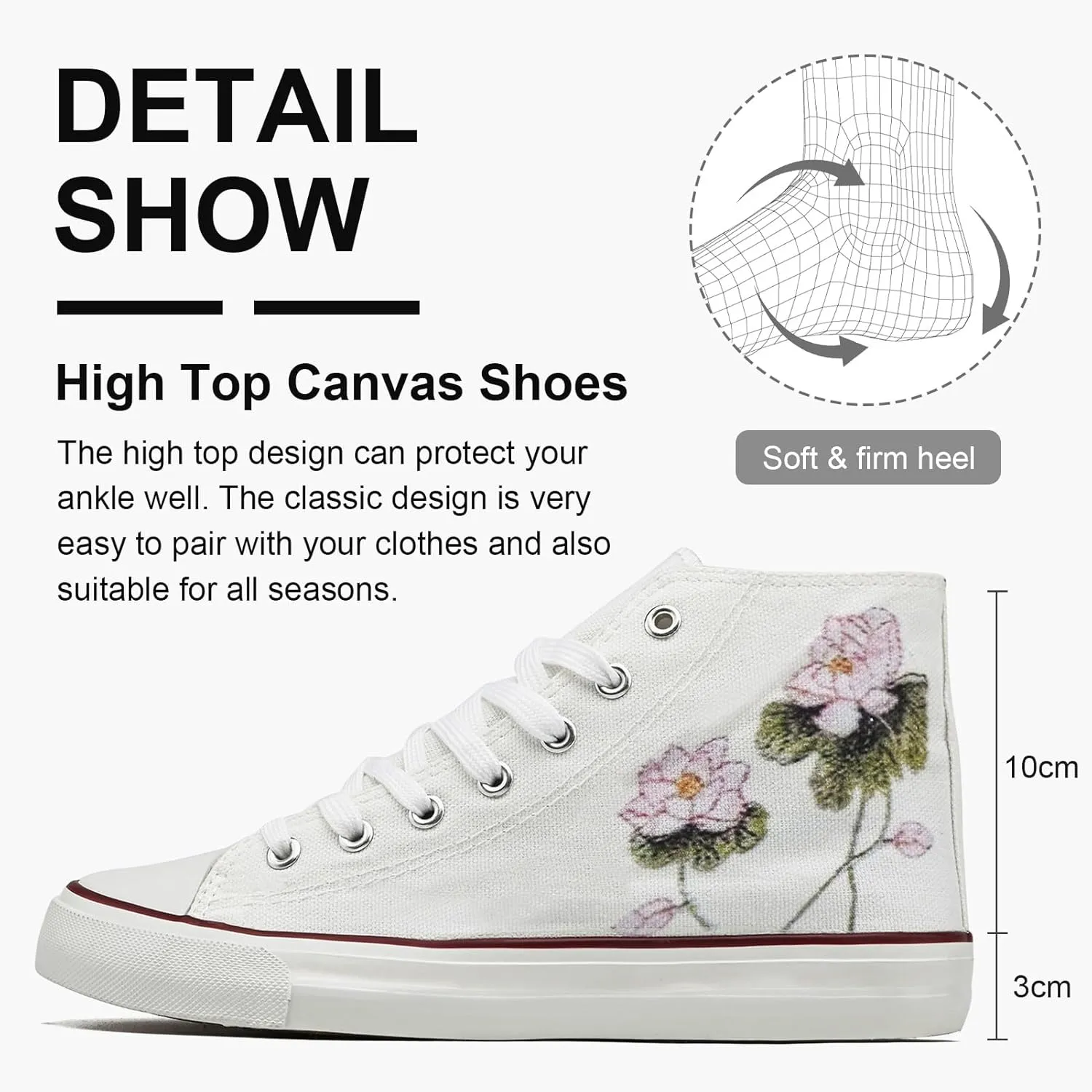 High Top Canvas Sneakers for Women Men Classic Lace Up Canvas Shoes Unisex Casual Tennis Comfortable Fashion Walking Shoes
