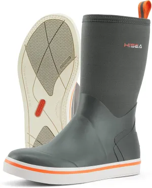 HISEA Men's Rubber Rain Boots Waterproof Garden Fishing Outdoor Deck Boots