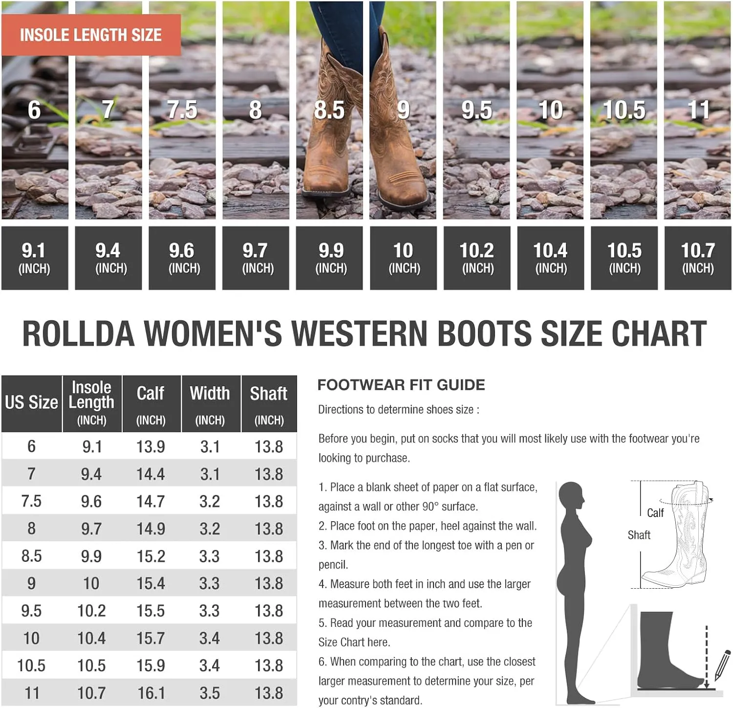 HISEA Rollda Cowboy Boots for Women Cowgirl Boots Ladies Western Embroidery Pointy Toe