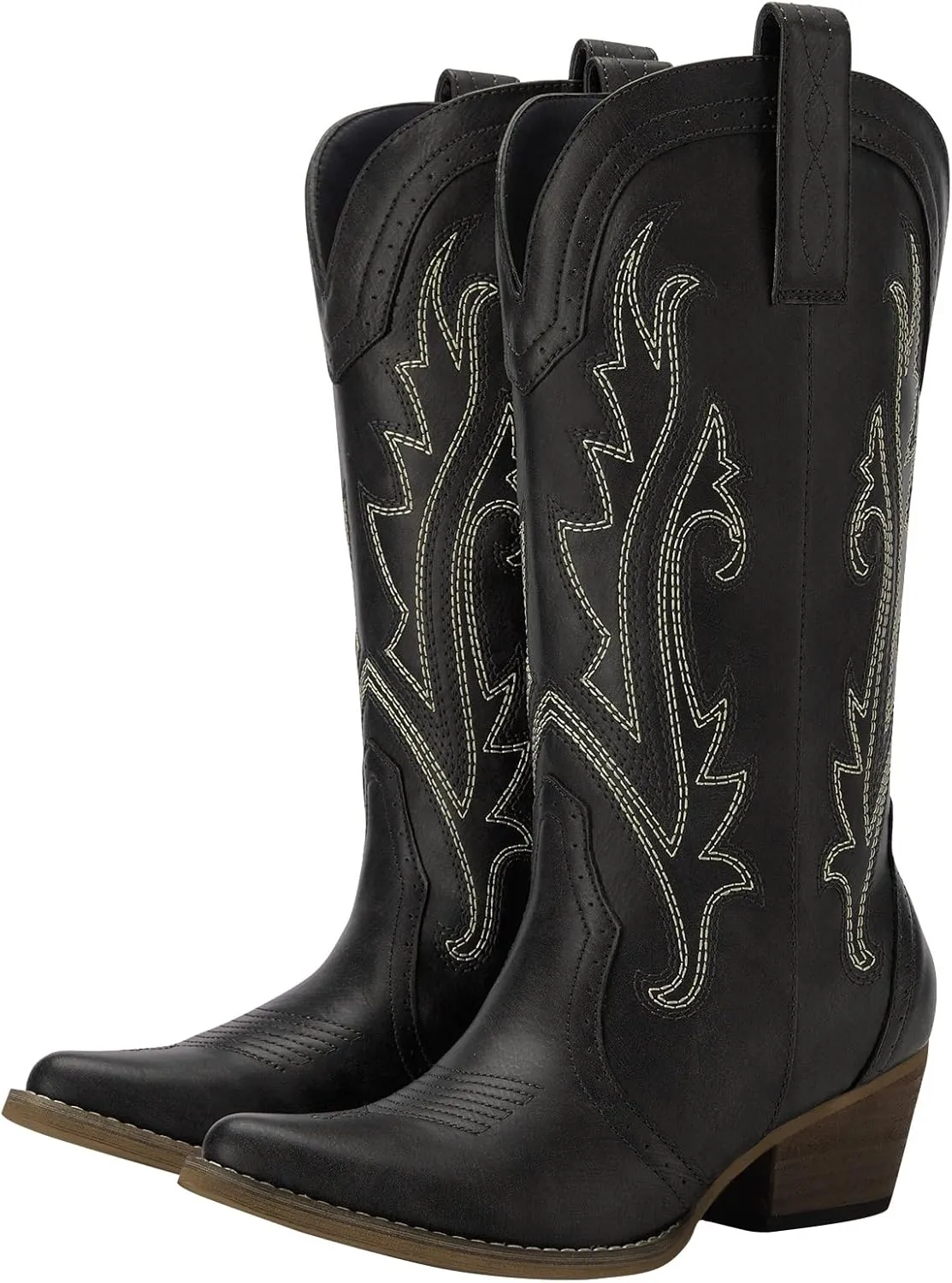 HISEA Rollda Cowboy Boots for Women Cowgirl Boots Ladies Western Embroidery Pointy Toe