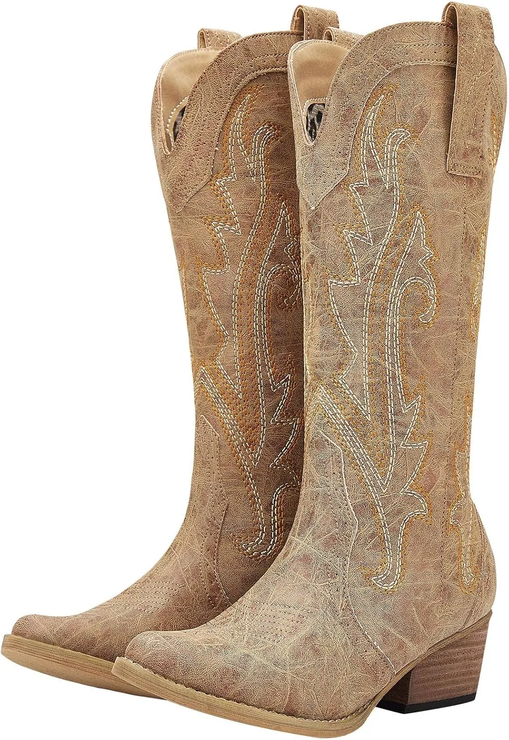 HISEA Rollda Cowboy Boots Women Western Boots Cowgirl Boots Ladies Pointy Toe Fashion Boots