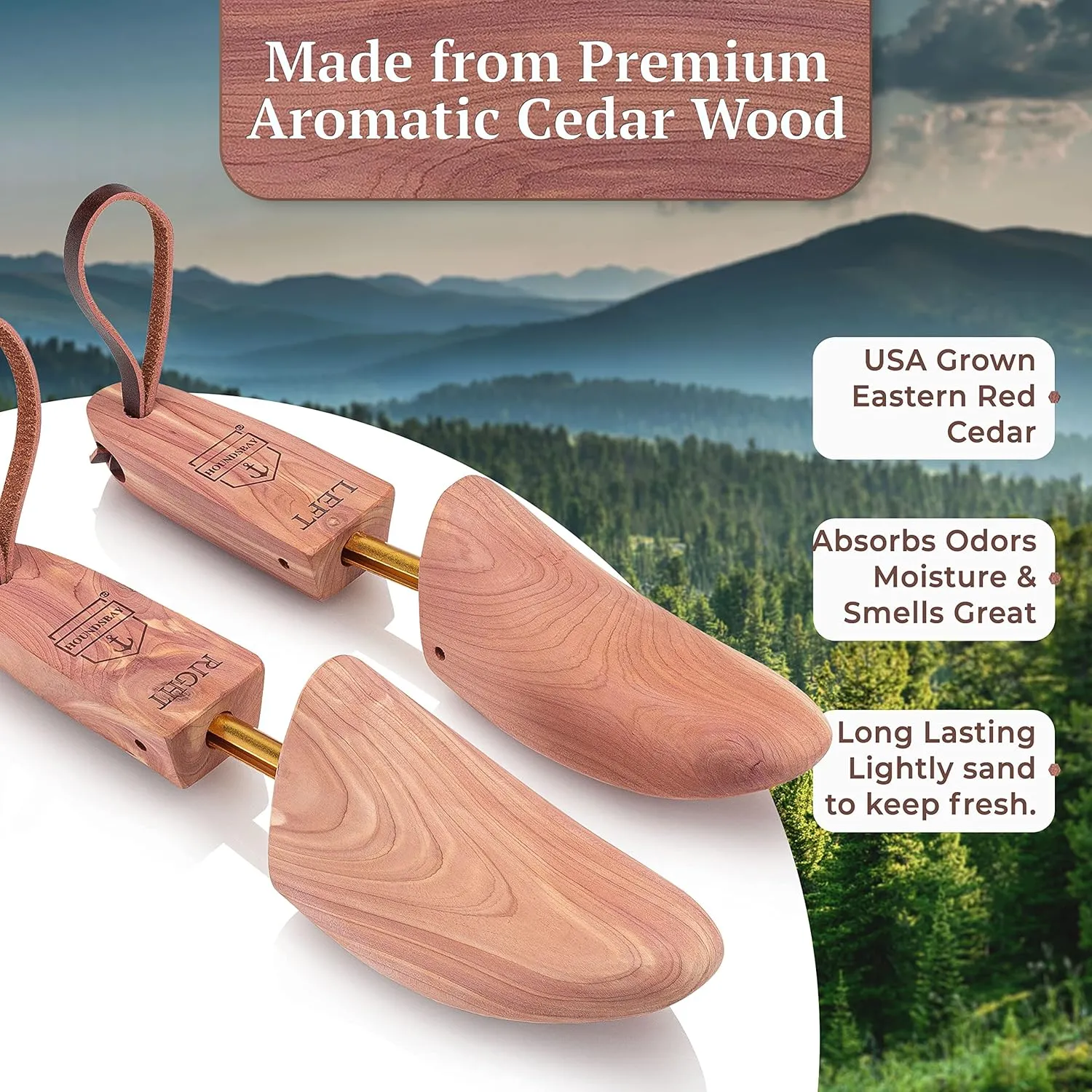 HOUNDSBAY Cowboy Boot Trees, Cedar Western Boot Tree for Men & Women, Shoe Tree for Boots, Boot Stretcher & Shaper