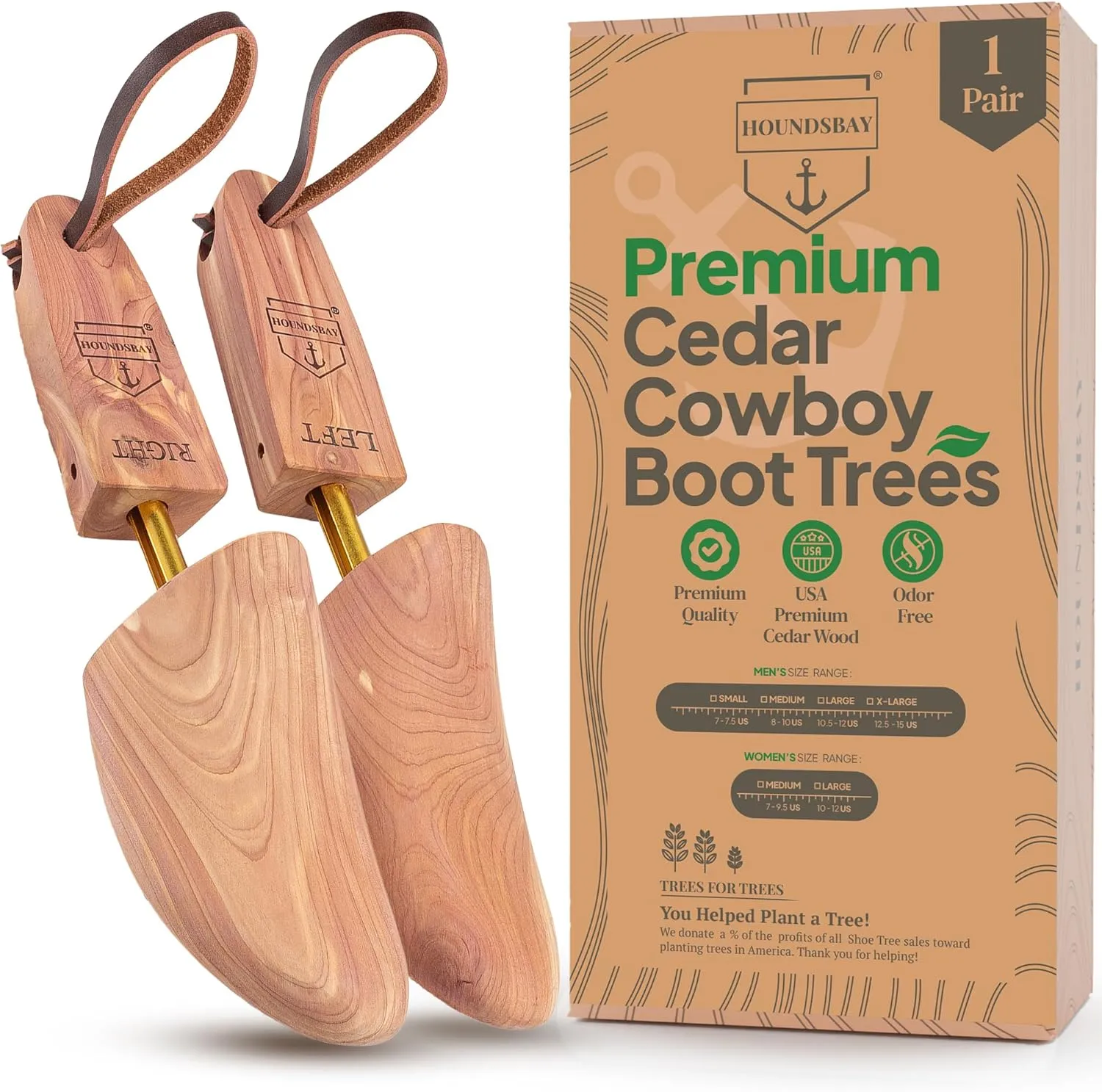 HOUNDSBAY Cowboy Boot Trees, Cedar Western Boot Tree for Men & Women, Shoe Tree for Boots, Boot Stretcher & Shaper