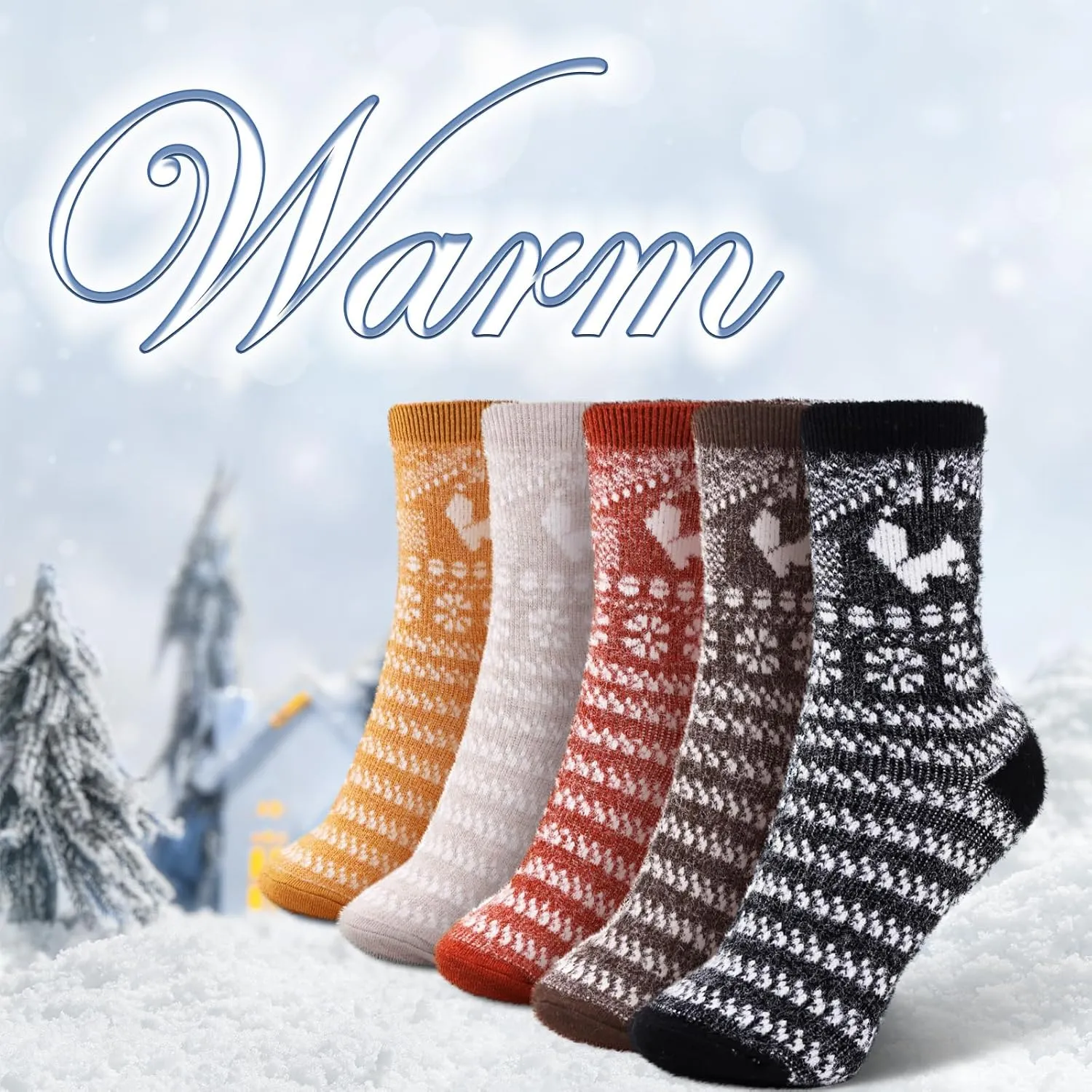 ICEIVY 5 Pack Women's Thick Soft Warm Fuzzy Socks - Winter Wool Fluffy Cozy Socks for Home, Sleep & Gifts