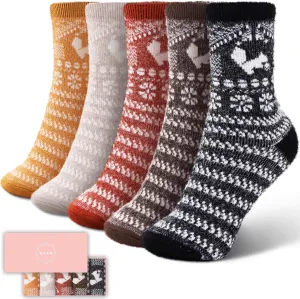 ICEIVY 5 Pack Women's Thick Soft Warm Fuzzy Socks - Winter Wool Fluffy Cozy Socks for Home, Sleep & Gifts