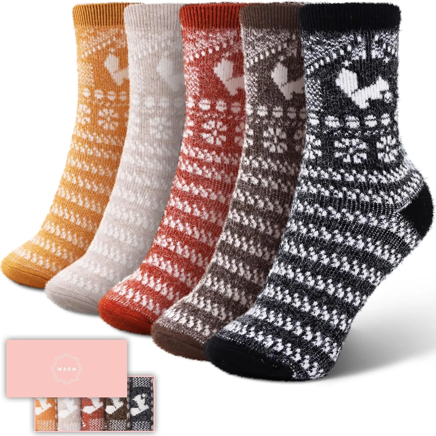 ICEIVY 5 Pack Women's Thick Soft Warm Fuzzy Socks - Winter Wool Fluffy Cozy Socks for Home, Sleep & Gifts