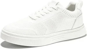 IDIFU Women's Fashion Sneakers Knit Lace Up Mesh Sneakers Ladies Casual Comfortable Dressy Trendy Tennis Shoes Spring Business Walking Work Office Travel Low Top Slide Slip On Flat Sneakers Shoes