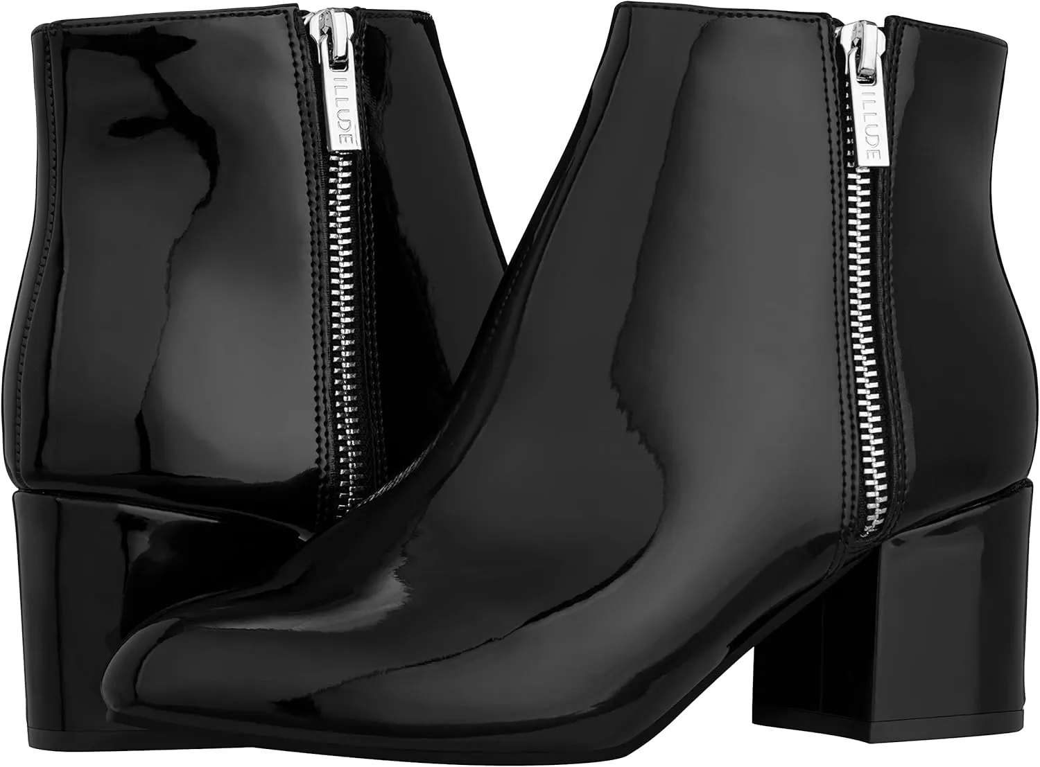 ILLUDE Women's Low Heel Ankle Boot - Casual Zip Up Bootie - Comfortable Everyday Round Toe Bootie - Chaya