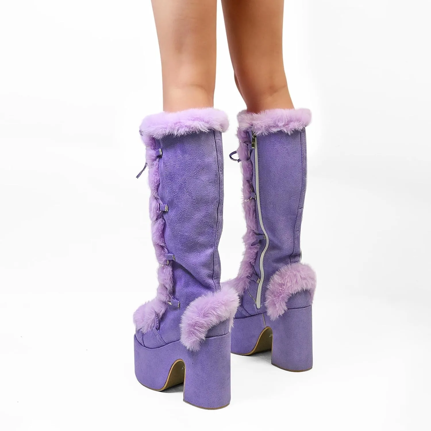 IMPREMEY Knee High Boots For Women， With Side Zipper Punk Gothic Thick-Soled Platform Boots…